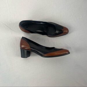 Bruno Magli Leather Wing Tip Pumps in Brown Black Size 6.5‎